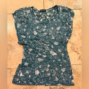 Hysteric Glamour Green Blue Spider Web T-Shirt with Dolman Sleeves